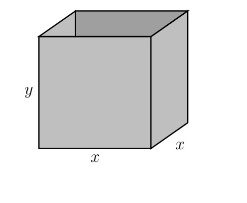 Diagram of a box with labeled dimensions